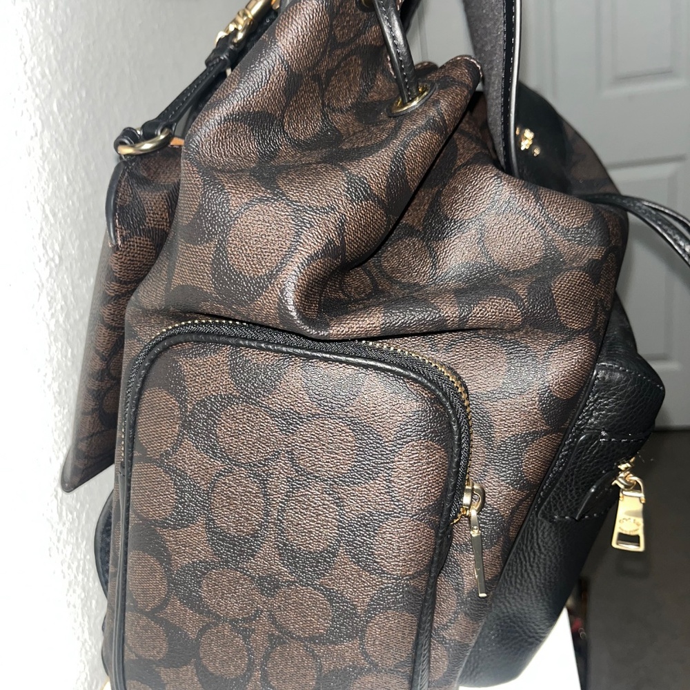 Coach Drawstring Backpack (Walnut/Signature Canvas) - Picture 3 of 5